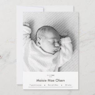 Modern Newborn Photo Birth Announcement