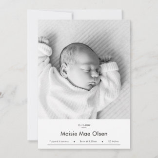 Modern Newborn Photo Birth Announcement