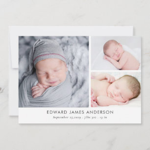 Modern Newborn Photo Collage Birth Announcement