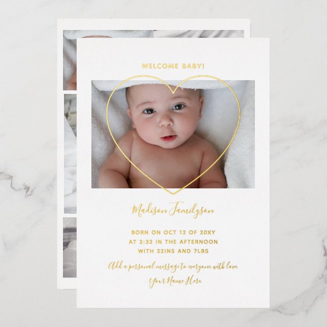 Modern Newborn Photos Birth Announcement (Front/Back)