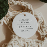 Modern Newlywed Ornament Newlywed Christmas Simple<br><div class="desc">This modern minimalist newlywed ornament features a simple font and a clean design. Edit all wording,  font,  and colours to make this minimalist newlywed ornament fit your own personal style and preferences!</div>