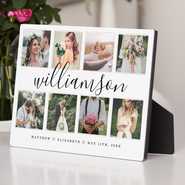 Modern Newlyweds Wedding Photo Collage Keepsake Plaque (Modern Newlyweds Wedding Photo Collage Keepsake Plaque)