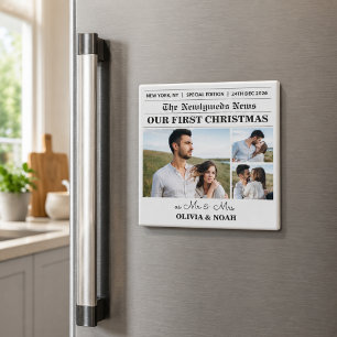 Modern Newspaper Newlyweds First Married Magnet