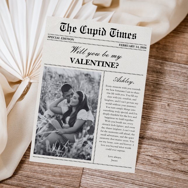 Modern Newspaper Photo Valentine's Day Card (Creator Uploaded)