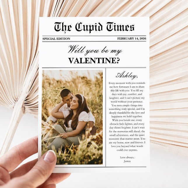 Modern Newspaper Photo Valentine's Day Card (Creator Uploaded)
