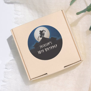 Modern Ninja Silhouette Birthday Party Classic Round Sticker