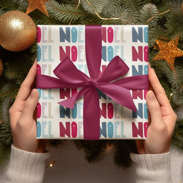 Modern Noel Christmas Holidays Festive Word Art Wrapping Paper (Creator Uploaded)