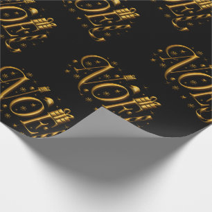 Modern Noel Gold and Black Christmas Wrapping Paper