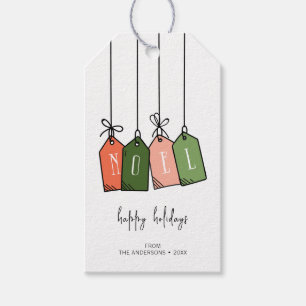 Modern Noel Happy Holidays Gift Tags