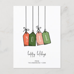 Modern Noel Happy Holidays Gift Tags Holiday Postcard