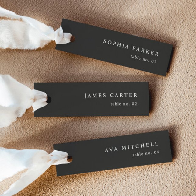 Modern Noir Wedding Name Place Cards (Delivered Untrimmed)