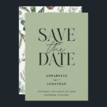 Modern non photo elegant watercolor botanical save save the date<br><div class="desc">Modern minimal foliage botanical greenery script wedding non photo save the date card. Hand painted eucalyptus,  minimal foliage and modern rustic rattan wreath give this announcement card a luxurious feel. In classy greens,  browns and greys.</div>