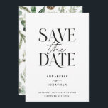 Modern non photo elegant watercolor botanical save the date<br><div class="desc">Modern minimal foliage botanical greenery script wedding non photo save the date card. Hand painted eucalyptus,  minimal foliage and modern rustic rattan wreath give this announcement card a luxurious feel. In classy greens,  browns and greys.</div>