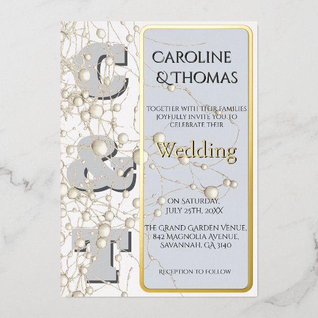 Modern Nonconformist Pearl Gold Script Wedding  (Front)