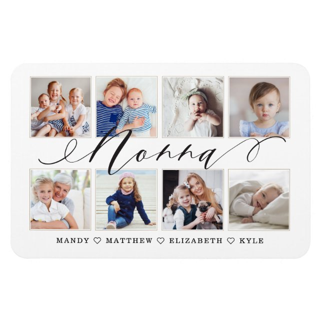 Modern Nonna Script | Grandchildren Photo Collage Magnet (Horizontal)
