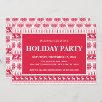 Modern Nordic Red and White Pattern Holiday Party