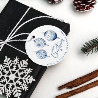 Modern Nordic Style Blue Ornaments Merry Christmas Favour Tags