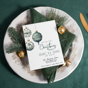 Modern Nordic Style Ornaments Christmas Party Invitation