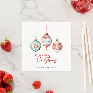 Modern Nordic Style Ornaments Merry Christmas Napkin