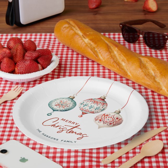 Modern Nordic Style Ornaments Merry Christmas Paper Plate (Picnic)