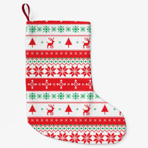 Modern Nordic Winter Christmas Holidays Pattern Small Christmas Stocking