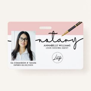 Modern Notary Loan Signing Agent Photo ID Badge