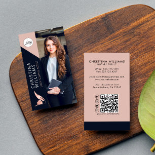 Modern Notary Loan Signing Agent Photo QR Code Business Card