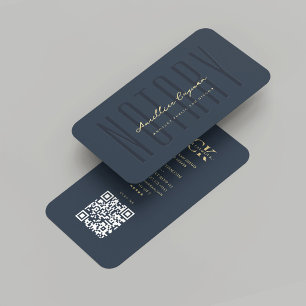 Modern Notary Monogram Loan Signing Dark Blue Business Card