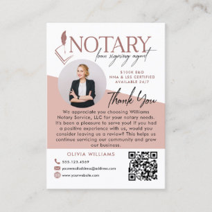Modern Notary Photo Review & Thank You Photo Business Card