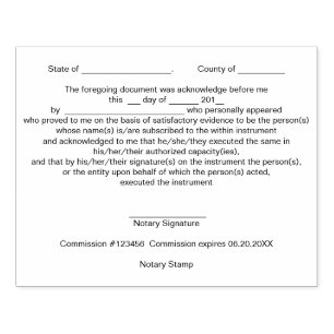 Modern notary public acknowledgement seal black rubber stamp