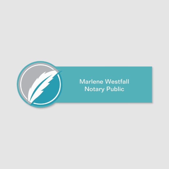 Modern Notary Public Logo Template Office  Name Tag (Front)