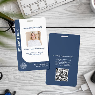 Modern Notary Public Lone Signing Agent Blue ID Badge