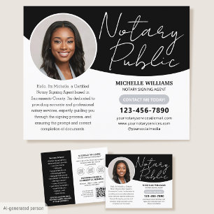 Modern Notary Public Photo QR Code Black Business Flyer