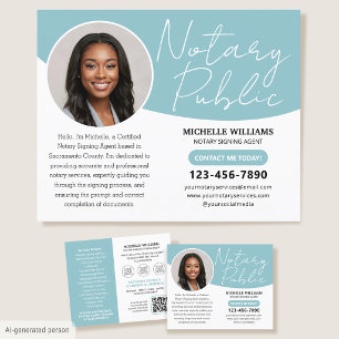 Modern Notary Public Photo QR Code Blue Business Flyer