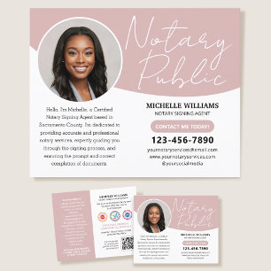 Modern Notary Public Profile Photo QR Code Pink Flyer