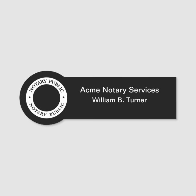 Modern Notary Public Service Name Tag (Front)