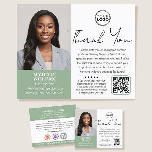 Modern Notary Public Thank You Photo QR Code Green Flyer