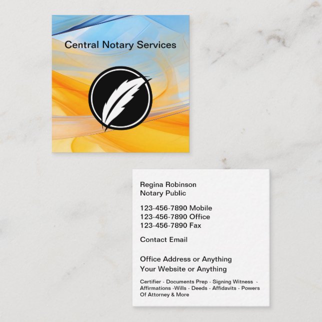 Modern Notary Public Unique Business Cards (Front/Back)