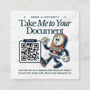 Modern Notary Public with QR Code - Marble Design  Square Business Card