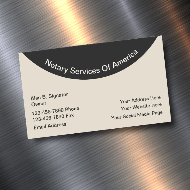 Modern Notary Services Magnetic Business Card (Notary Business Cards)