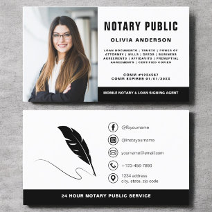Modern Notary Signing Agent Photo Minimalist Business Card