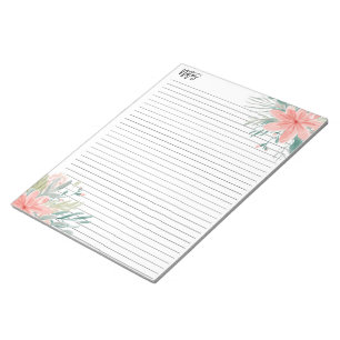 Modern notes dusty pink floral watercolor