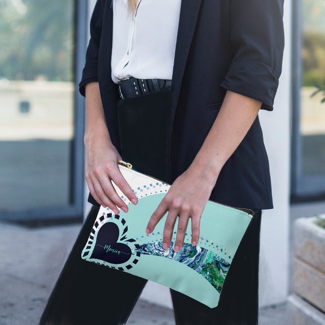 Modern Novelty Custom Teal & Green Accessory Pouch (Modern Novelty Custom Teal & Green Accessory Pouch )