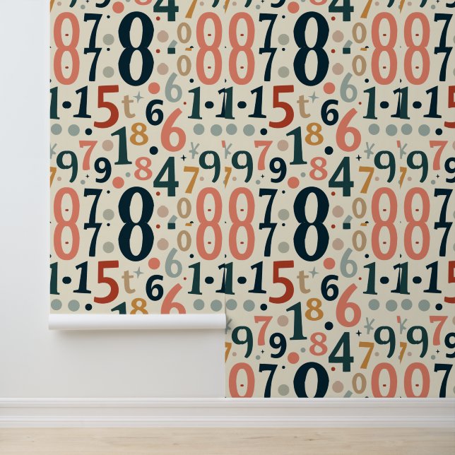 Modern Numbers Pattern | Retro Math Typography Wallpaper (Application)
