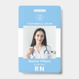 Modern Nurse ID Medical Employee Staff Blue Badge