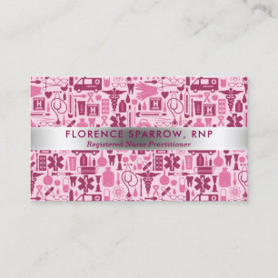 Modern Nurse Nursing Pattern Pink Business Card
