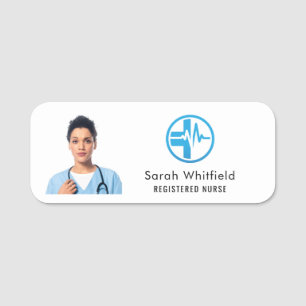 Modern Nurse Photo Custom Name Tag
