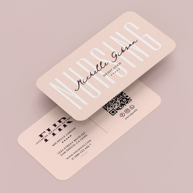 Modern Nursing Monogram Aesthetic Pink Business Card (Modern Nursing Monogram Aesthetic Pink Business Card
)
