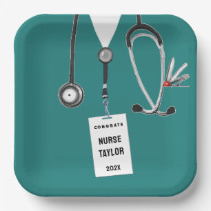 Modern Nursing Nurse Grad Paper Plates
