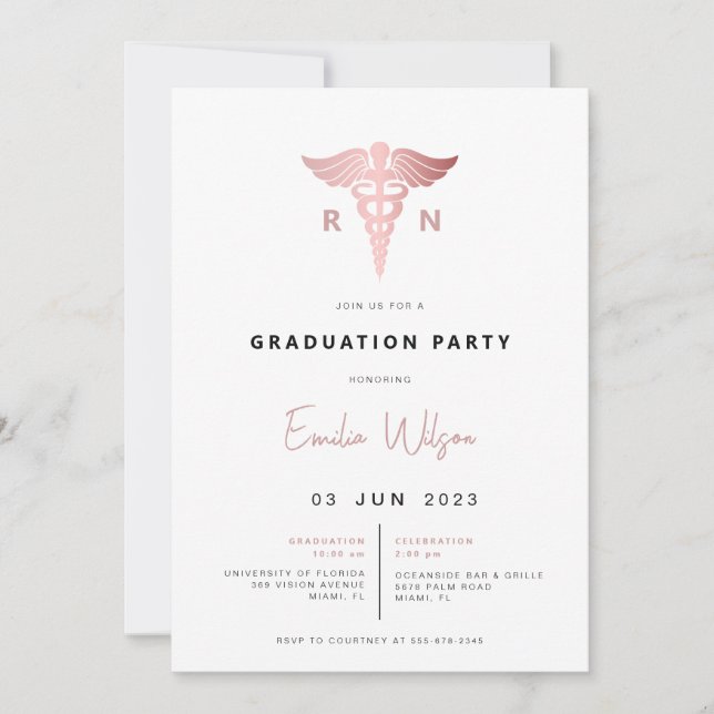 Modern Nursing School Graduation Party Invitation (Front)